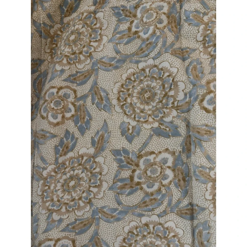 Chaps Ralph Lauren Shams KING Floral‎ Blue Taupe Gold Reversible PAIR Vintage